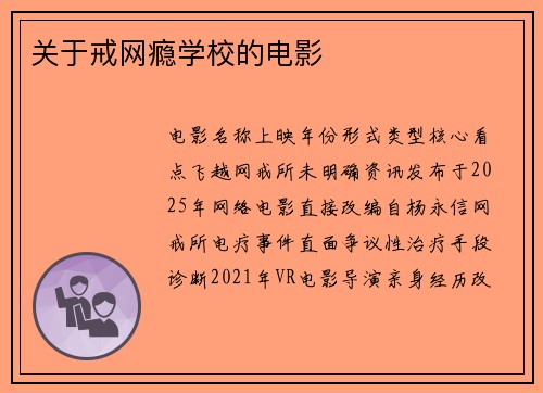 关于戒网瘾学校的电影